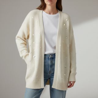 Pulóver anyag BIG KNIT DOT off white