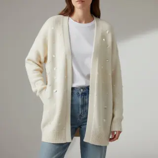 Pulóver anyag BIG KNIT DOT off white