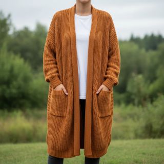 Pulóver anyag BIG KNIT brick