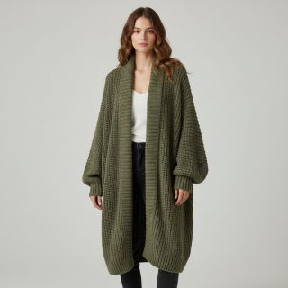 Pulóver anyag BIG KNIT camo green