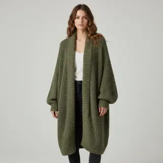 Pulóver anyag BIG KNIT camo green