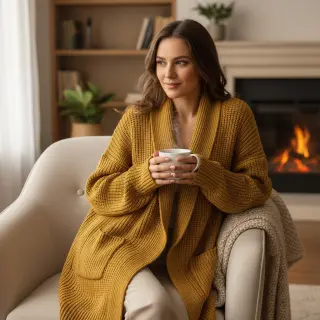 Pulóver anyag BIG KNIT mustard