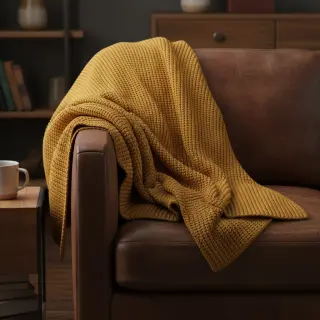 Pulóver anyag BIG KNIT mustard