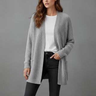 Pulóver anyag BIG KNIT light grey