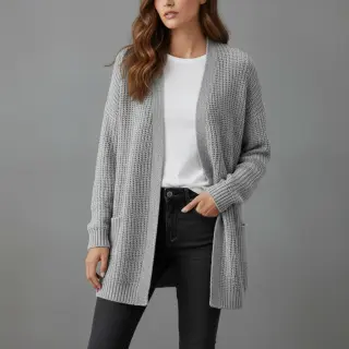 Pulóver anyag BIG KNIT light grey