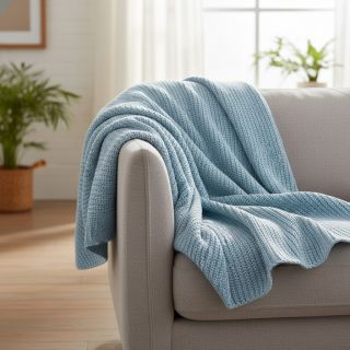 Pulóver anyag BIG KNIT baby blue