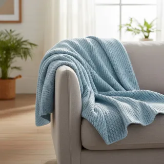 Pulóver anyag BIG KNIT baby blue