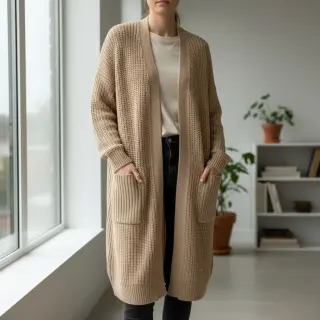 Pulóver anyag BIG KNIT beige
