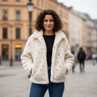 Kabát anyag TEDDY Tossed hearts gold