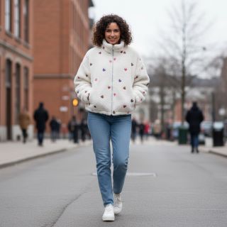 Kabát anyag TEDDY Tossed hearts multi