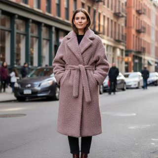 Kabát anyag TEDDY dark powder