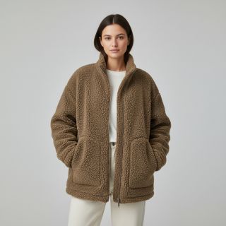 Kabát anyag TEDDY soft taupe