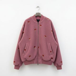 Kabát anyag EMBROIDERY Little mushrooms old pink