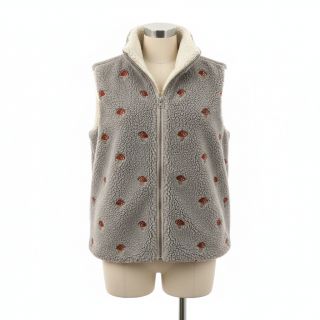 Kabát anyag EMBROIDERY Little mushrooms pebble