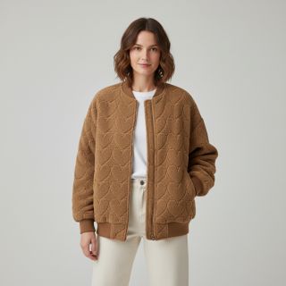 Kabát anyag TEDDY Hearts in hearts brown