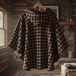 Kabát anyag TEDDY JACQUARD PIED DE POULE camel