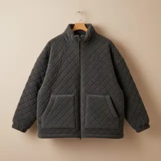 Kabát anyag TEDDY Diamond dark grey
