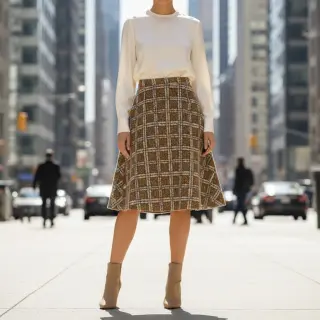Kabát anyag Bouclé Squares design A