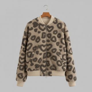 Kabát anyag TEDDY Hearts sand