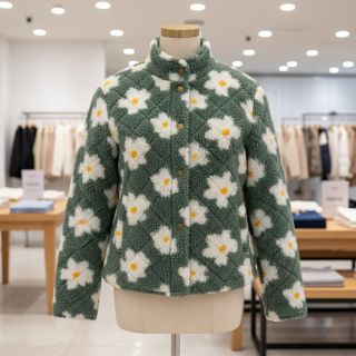 Kabát anyag TEDDY Daisy old green