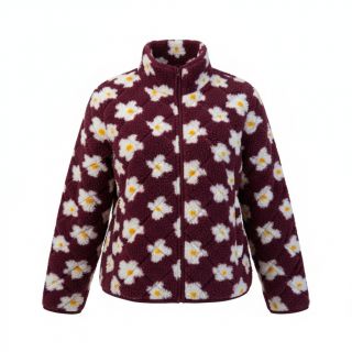 Kabát anyag TEDDY Daisy brom beere