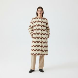 Kabát anyag TEDDY JACQUARD Waves camel