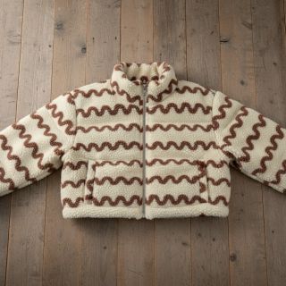 Kabát anyag TEDDY JACQUARD Waves camel