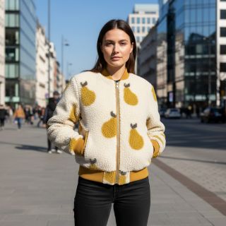 Kabát anyag TEDDY JACQUARD Pears old lime