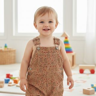 Kordbársony STRETCH Little foxes sand