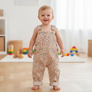 Kordbársony STRETCH Little foxes light sand