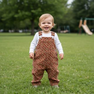 Kordbársony STRETCH Little strawberries taupe