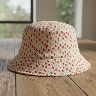 Kordbársony STRETCH Little strawberries light sand