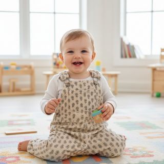 Kordbársony STRETCH Little flower light sand