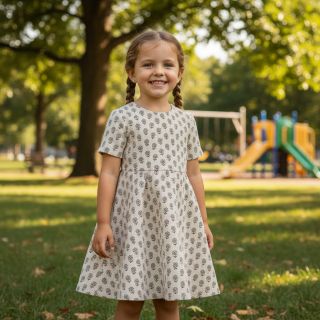 Kordbársony STRETCH Little flower light sand