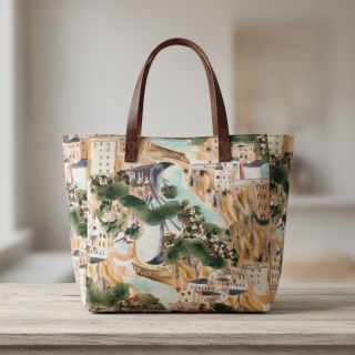 Dekorációs anyag Houses ecru digital print