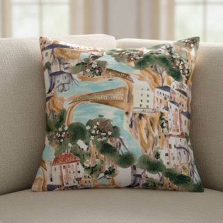 Dekorációs anyag Houses ecru digital print