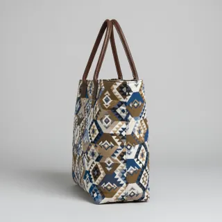 Dekorációs anyag jacquard Kilim cobalt havane