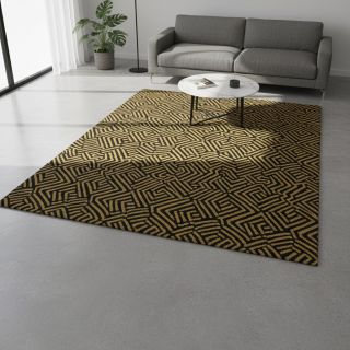 Dekorációs anyag jacquard Mesopotamie noir jaune