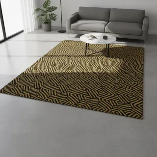 Dekorációs anyag jacquard Mesopotamie noir jaune
