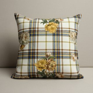 Dekorációs anyag premium Linenlook Classic Peony Check digital print