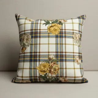 Dekorációs anyag premium Linenlook Classic Peony Check digital print