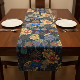 Dekorációs anyag jacquard Opium allover bleu