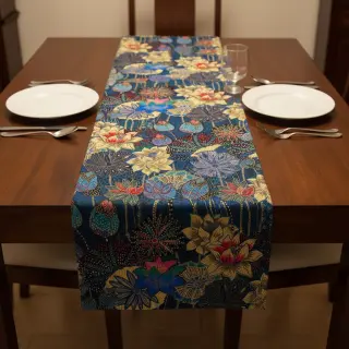 Dekorációs anyag jacquard Opium allover bleu