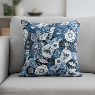 Dekorációs anyag jacquard Tucan allover bleu