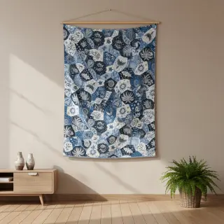 Dekorációs anyag jacquard Tucan allover bleu