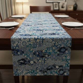 Dekorációs anyag jacquard Nuage allover bleu