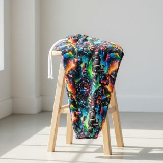 Szabadidő anyag fésült JOGGING Game over design A digital print