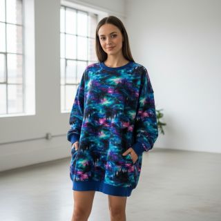 Szabadidő anyag fésült JOGGING In the night design B digital print