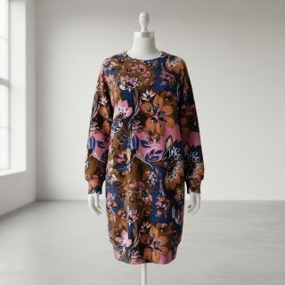 Szabadidő anyag Flowers Mici brown digital print