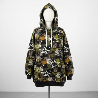 Szabadidő anyag Graffiti army green digital print